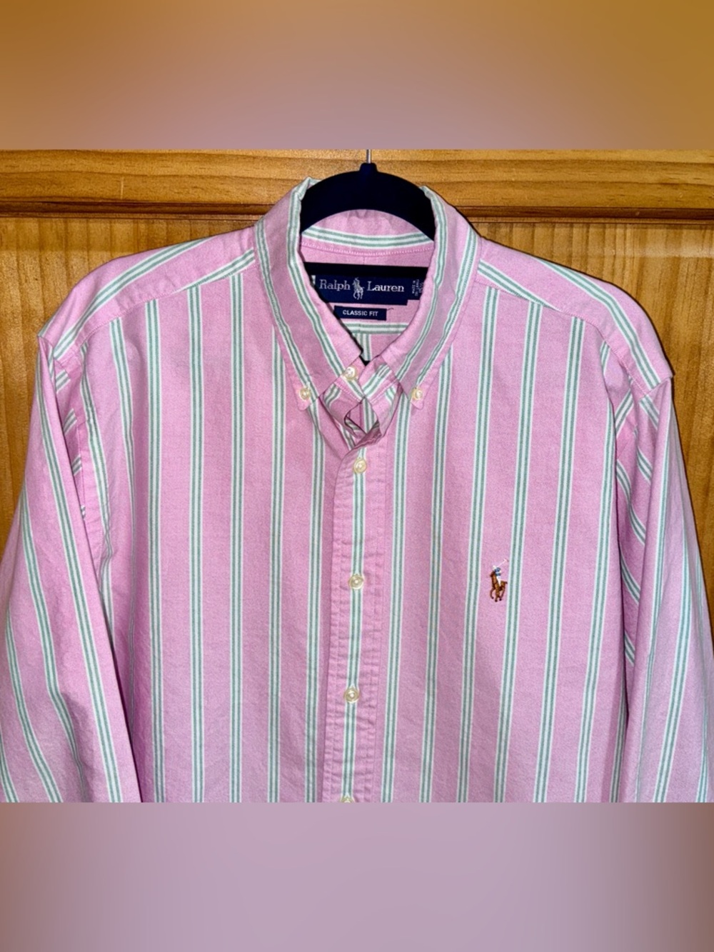 Ralph Lauren Men’s Pink, Green & White Striped Button-Down Shirt-15.5:32/33-EC - Picture 4 of 10